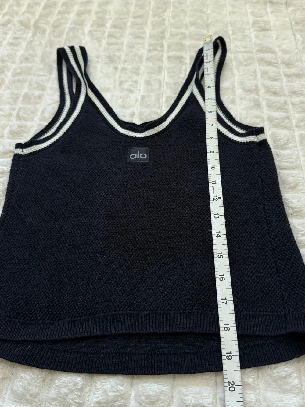ALO Yoga XS / Small Black Tennis Club Sweater Knit Cropped Tank Top - Picture 6 of 6